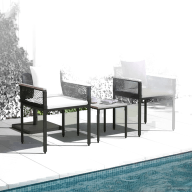 Vidaxl Utemøbelsett 3 pcs Svart og Kremhvit