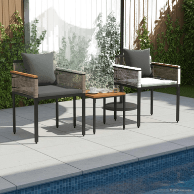 Vidaxl Utemøbelsett 3 pcs Grå Mørk Grå