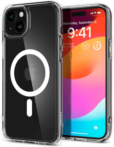 Spigen Crystal Hybrid MagSafe-deksel iPhone 15 Hvit