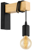 Eglo Townshend Vegglampe E27 svart/brown