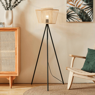 Eglo Hykeham gulvlampe, natur/svart