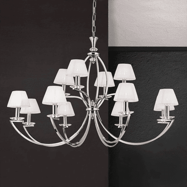 Orion Avala lysekrone nikkel hvit