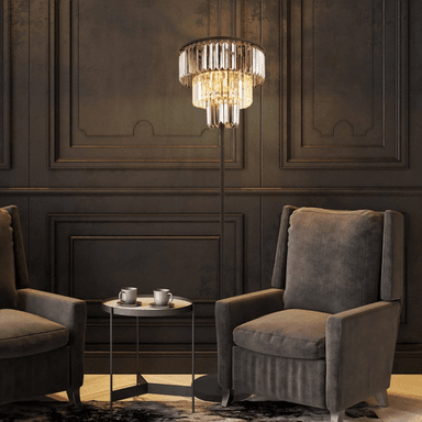 Globo Naxis gulvlampe, svart/røykgrå