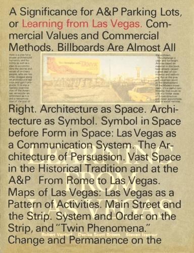 Learning From Las Vegas av Robert (Venturi Scott Brown &amp; Associates Inc) Venturi, Denise Scott (Architect Venturi Scott Brown &amp; Associates Inc