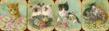 Pocket Note Set of 4 Mini-pads: Vintage Kittens av Press Peony