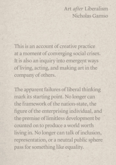 Art after Liberalism av Nicholas Gamso
