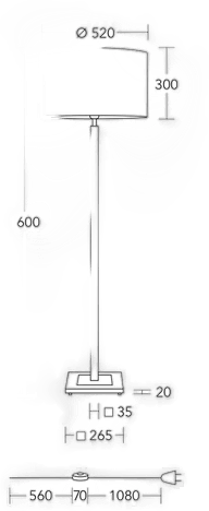 Herzblut gulvlampe Titos, hvit, 160 cm