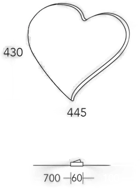 Herzblut LED-vegglampe Herz midi, 43 cm