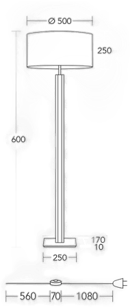 Herzblut gulvlampe Karl K, hvit, 160 cm