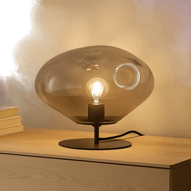 Lindby Lelia bordlampe, røykgrå, Ø 35 cm