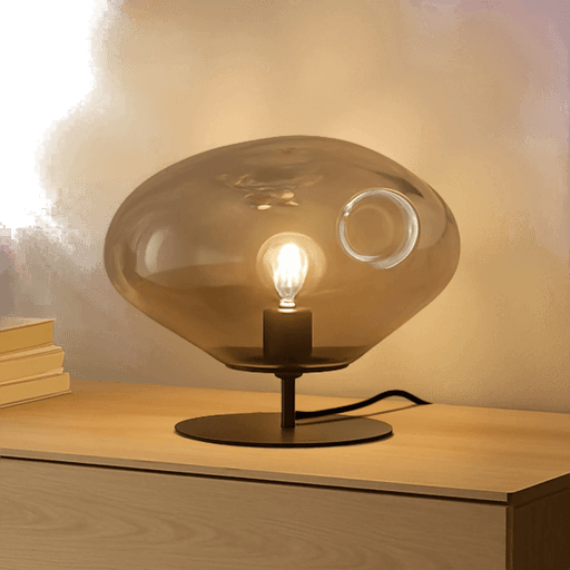 Lindby Lelia bordlampe, røykgrå, Ø 35 cm