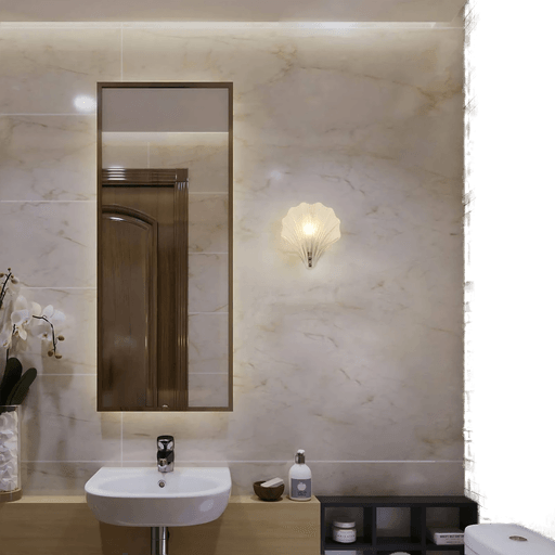 Searchlight vegglampe skallform hvit satinert