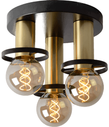 Lucide Anaka Taklampe 3xE27 Sort/Matt Messing