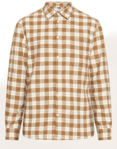 Knowledgecotton Apparel Loose Fit Checkered Shirt Beige