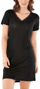 Damella Silk Nightdress SS Svart