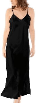 Damella Long Silk Nightdress Svart