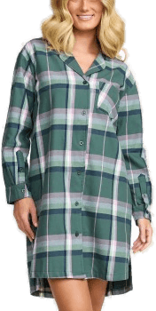 Damella Flannel Nightshirt Grønn