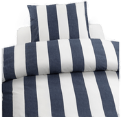 Borganäs Dynetrekksett Enkeltseng Block Stripe Marineblå