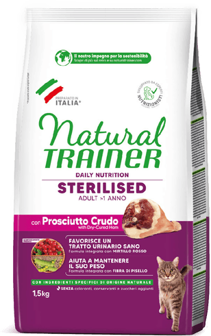 Trainer Natural Cat Sterilisert med rå skinke 1,5 kg