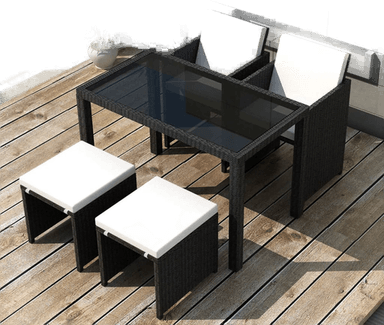 Vidaxl 5-delt spisestuesett svart