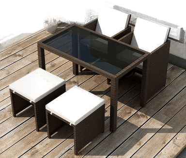 Vidaxl 5-delt spisestuesett polyrotting brun