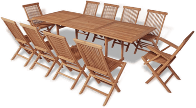 Vidaxl Utendørs spisestue 11 deler teak