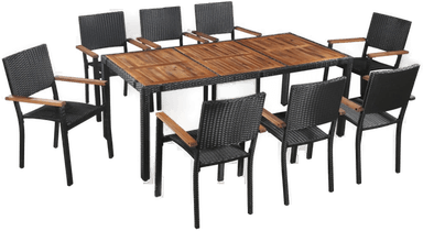 Vidaxl Utendørs spisestue 9 deler