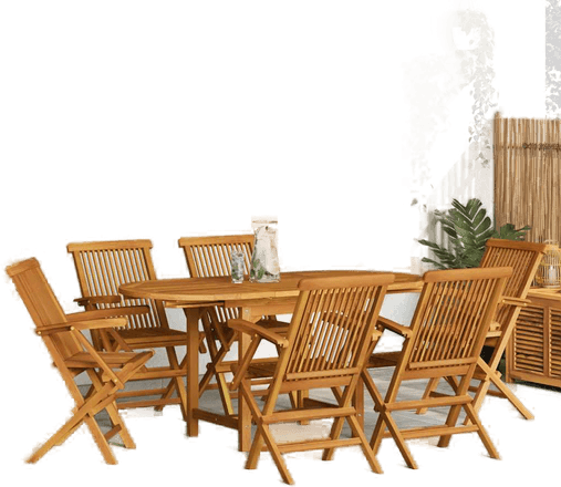 Vidaxl Utendørs spisestue 7 deler