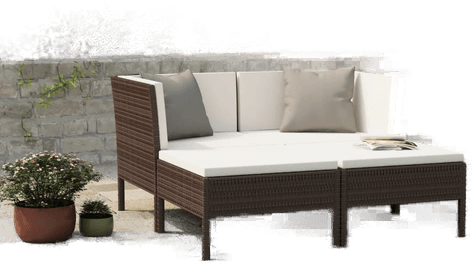 Vidaxl Hagesofagruppe 4 deler brun