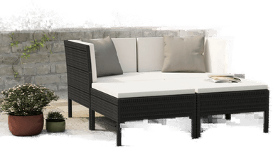 Vidaxl Hagesofagruppe 4 deler svart