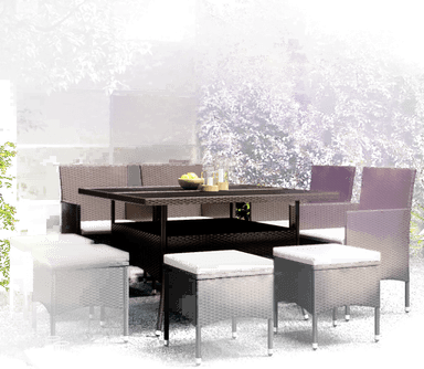 Vidaxl Hagespisesett 9 deler