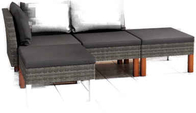 Vidaxl Hagesofagruppe 4 deler grå