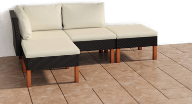 Vidaxl Hagesofagruppe 4 deler svart