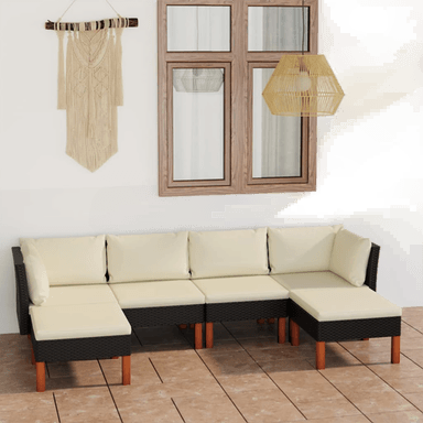 Vidaxl Hagesofagruppe 6 deler svart