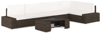 Vidaxl Hagesofagruppe 6 deler brun