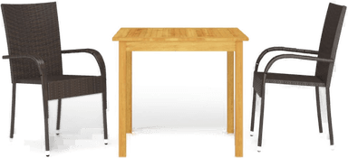 Vidaxl Utendørs spisestue 3 deler