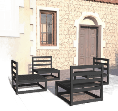 Vidaxl Hagesofagruppe 4 deler svart