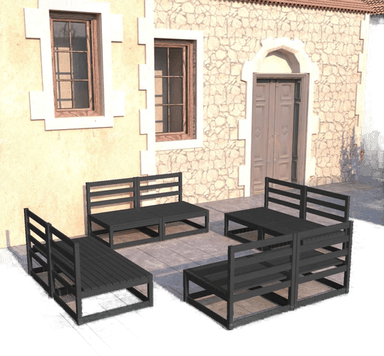 Vidaxl Hagesofagruppe 8 deler svart