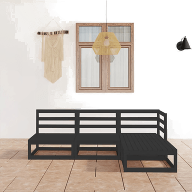 Vidaxl Hagesofagruppe 4 deler svart