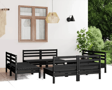 Vidaxl Hagesofagruppe 8 deler svart