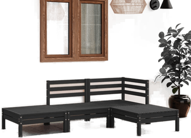 Vidaxl Hagesofagruppe 4 deler svart