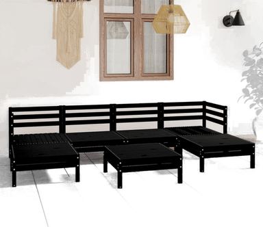 Vidaxl Hagesofagruppe 7 deler svart