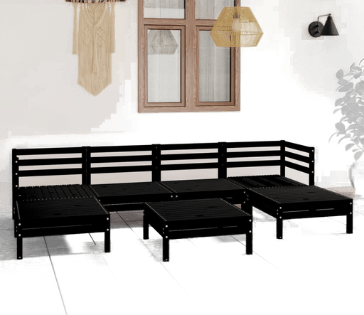 Vidaxl Hagesofagruppe 7 deler svart