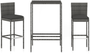 Vidaxl Barsett 3 deler grå