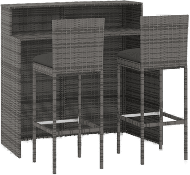 Vidaxl Barsett 3 deler grå