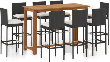 Vidaxl Barsett 9 deler svart