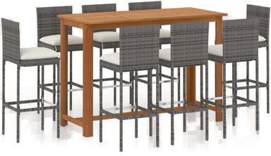 Vidaxl Barsett 9 deler grå