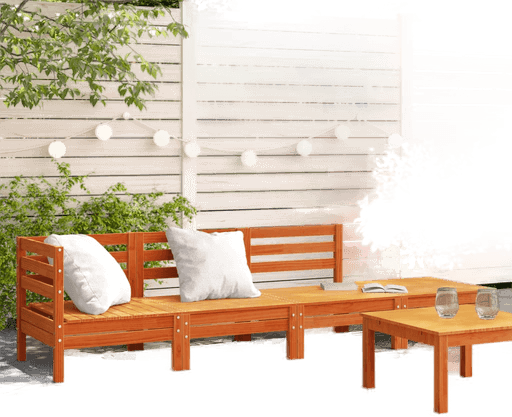 Vidaxl Hagebenk 4-seter voksbrun