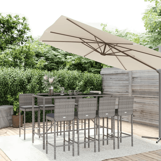 Vidaxl Hagebarsett 9 deler grå