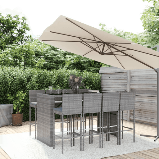 Vidaxl Hagebarsett 9 deler grå